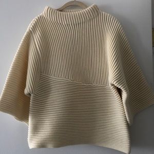 JOA Half Sleeve Cream Textured Sweater